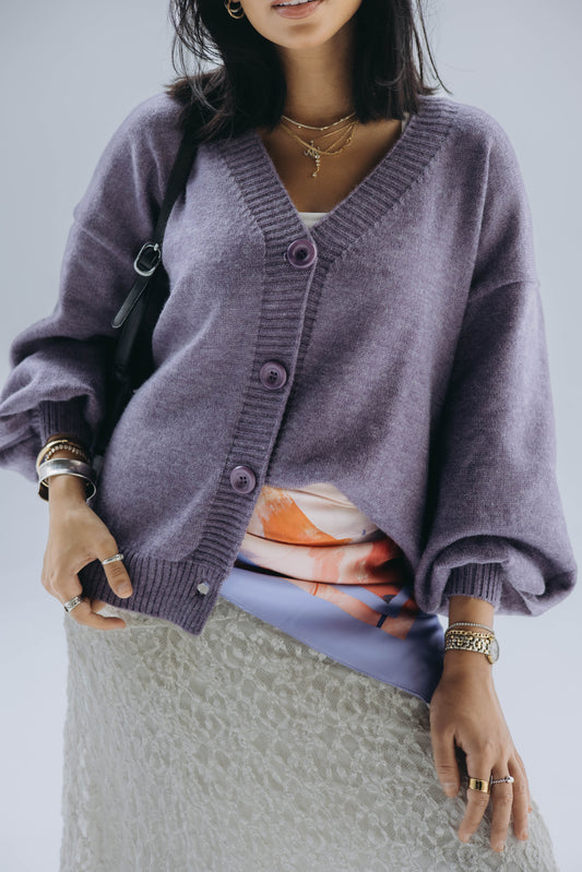 Purple Puffy cardigan