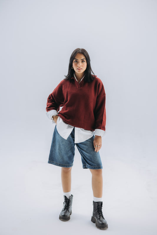 Burgundy Boba pullover