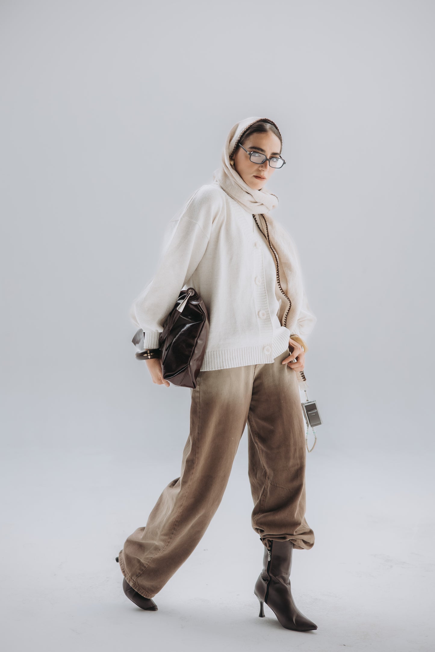 Beige Puffy cardigan