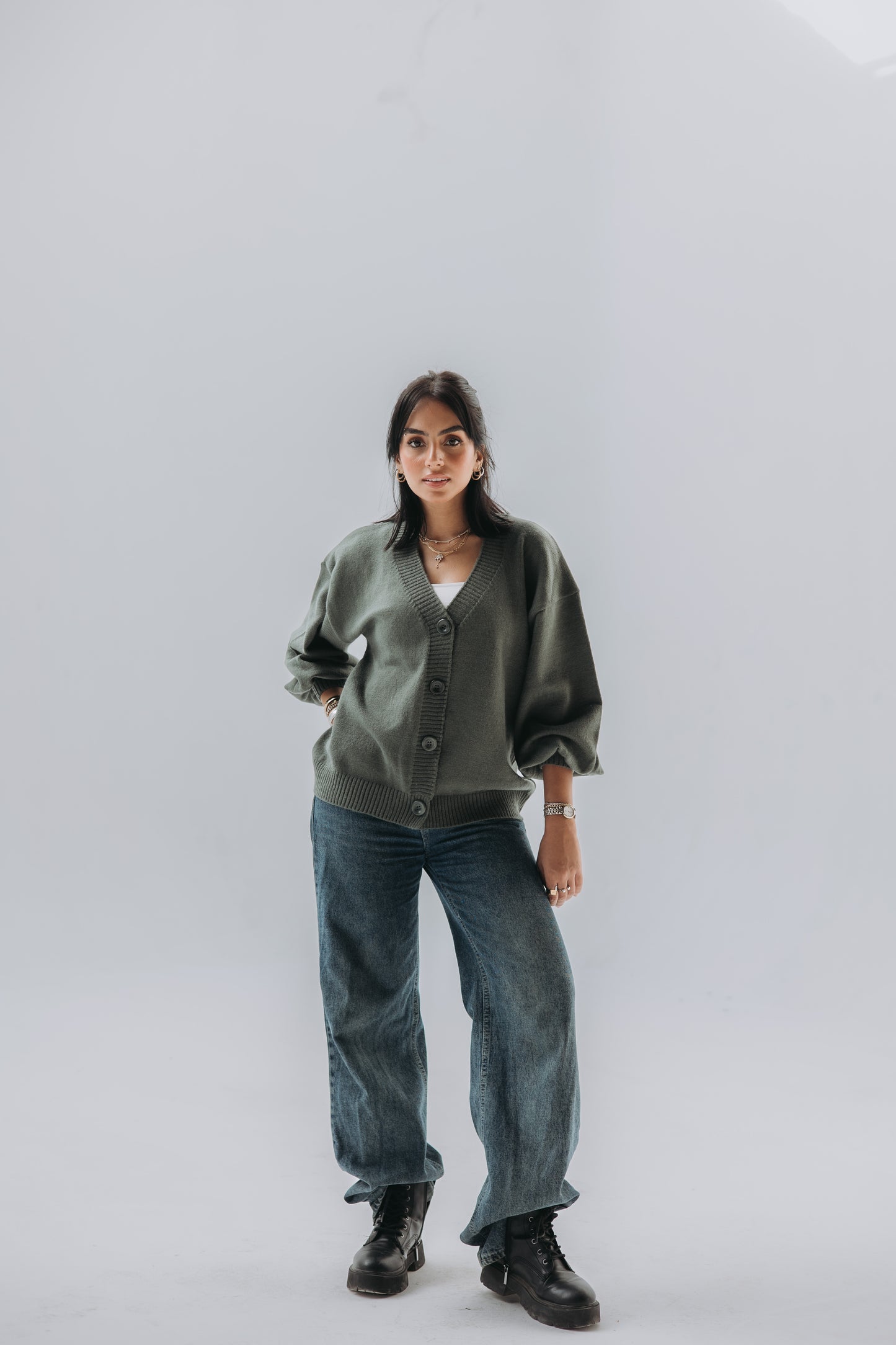 Olive Puffy cardigan