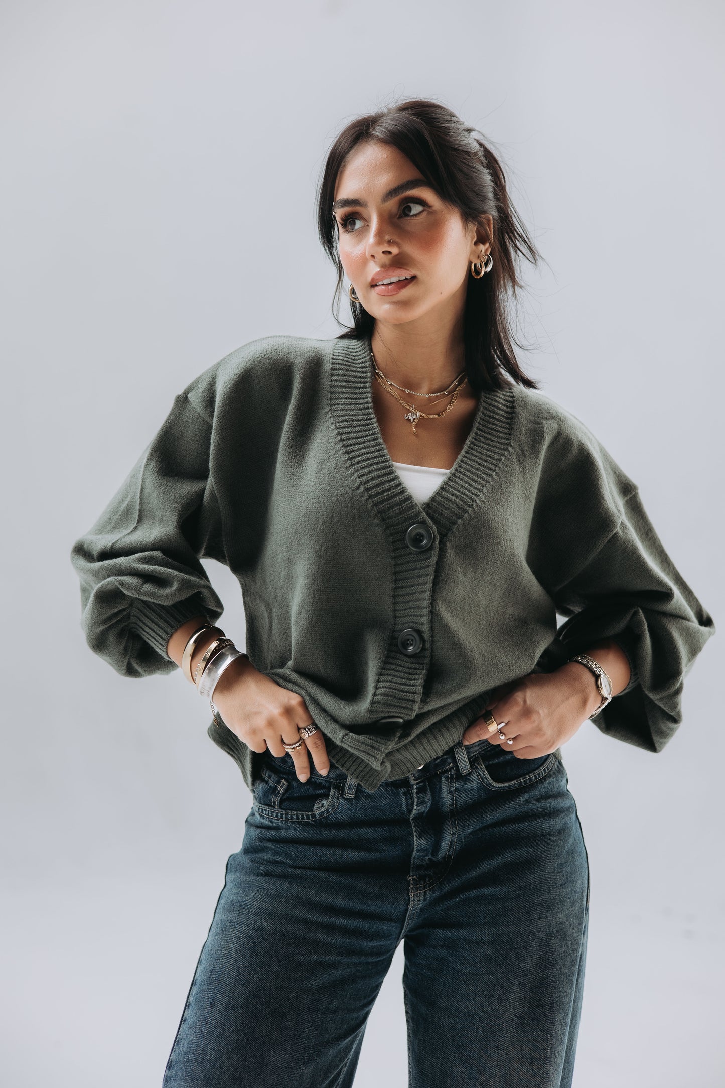 Olive Puffy cardigan