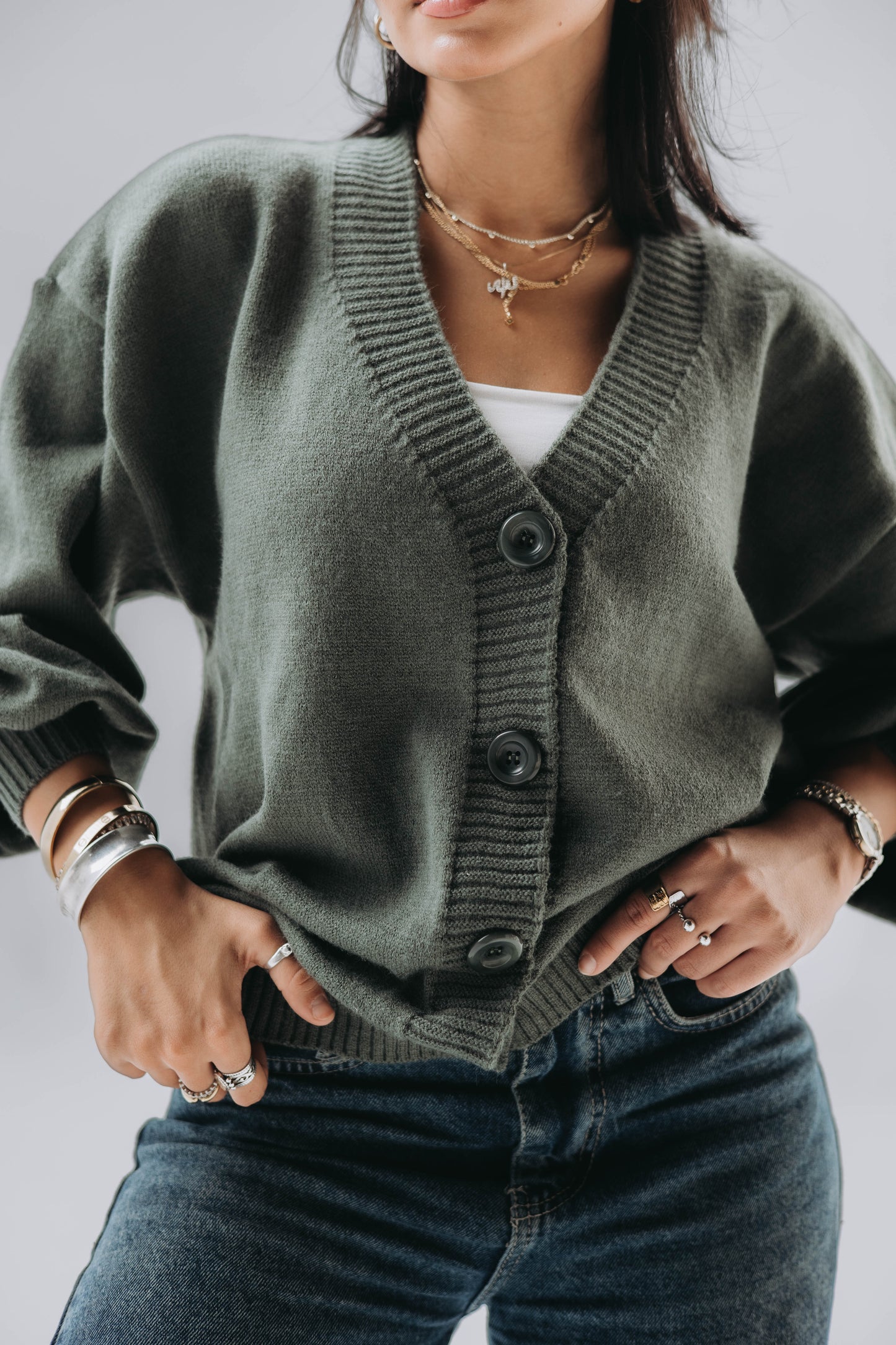 Olive Puffy cardigan