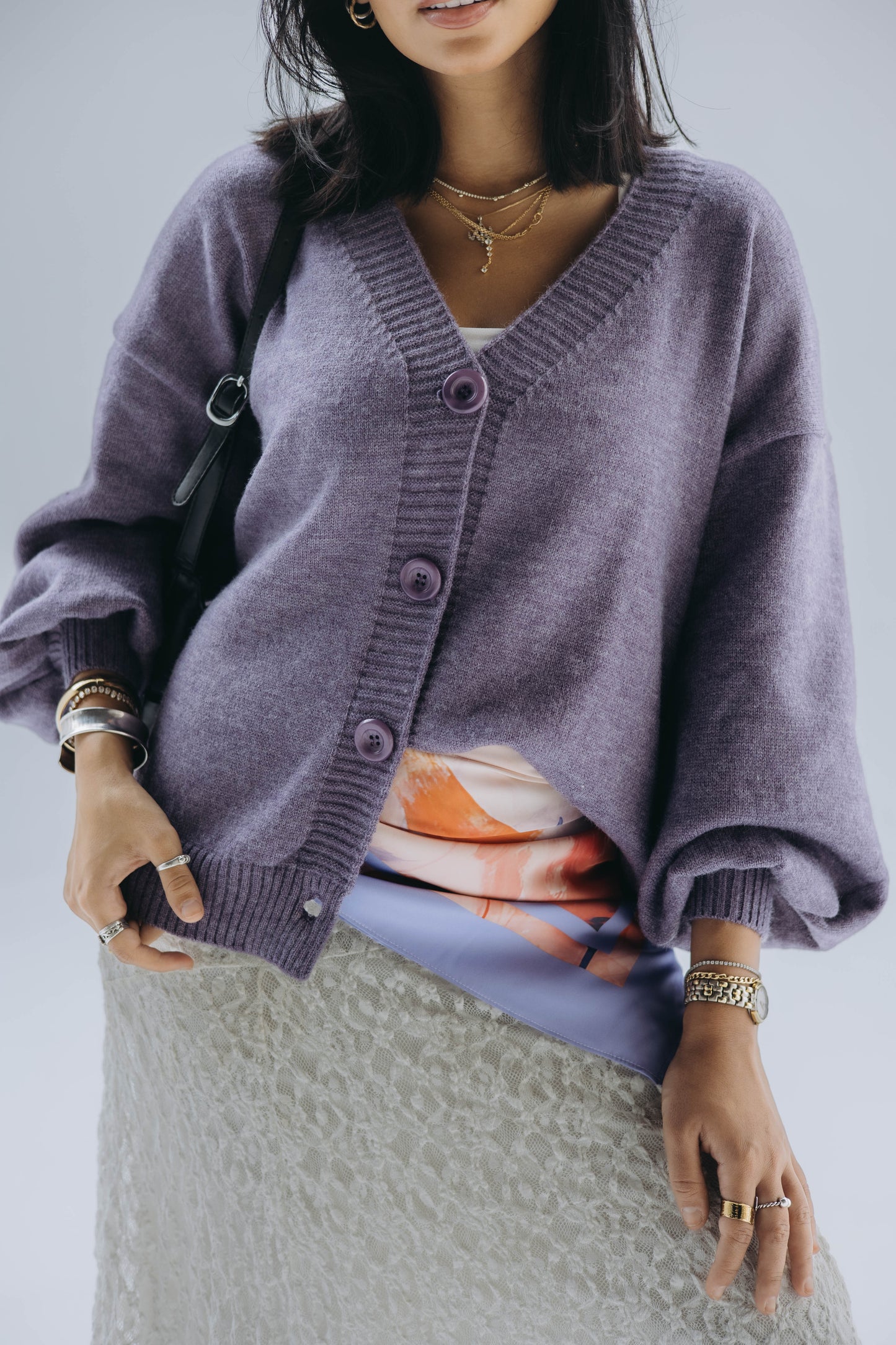 Purple Puffy cardigan